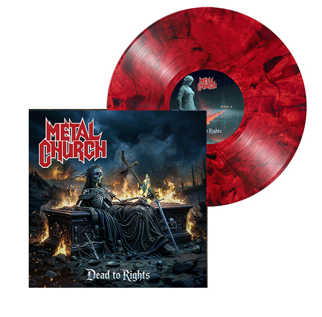 Metal Church "Dead to Rights" Autographed (Red & Black Swirl) Vinyl Record Bundle